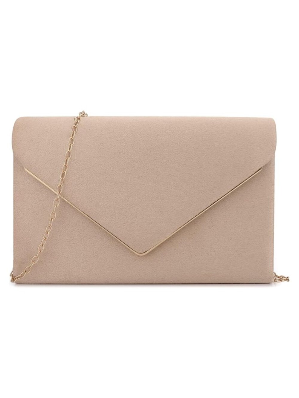Faux Suede Clutch Purse Evening Bag Detachable Crossbody Strap Wedding Prom